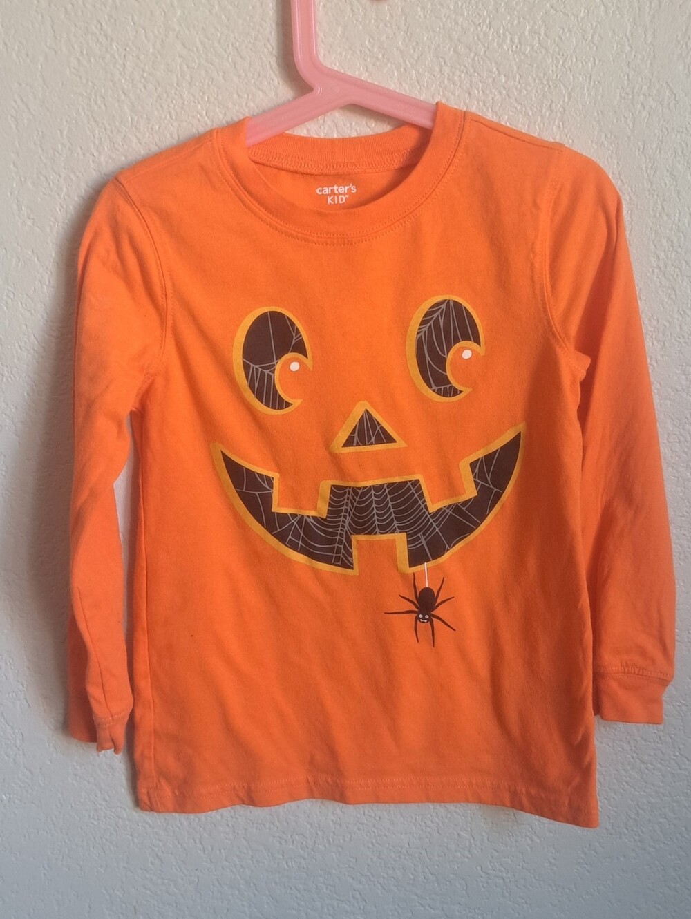 Carter's Kids Halloween Pumpkin Spider Graphic Print Longsleeve Size 5